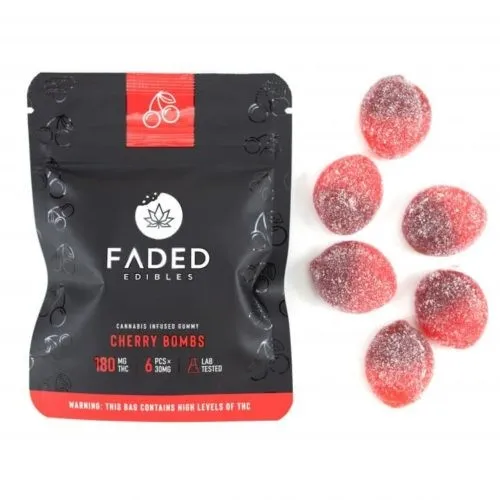 Cherry Bomb Vegan THC Gummies - Faded Edibles
